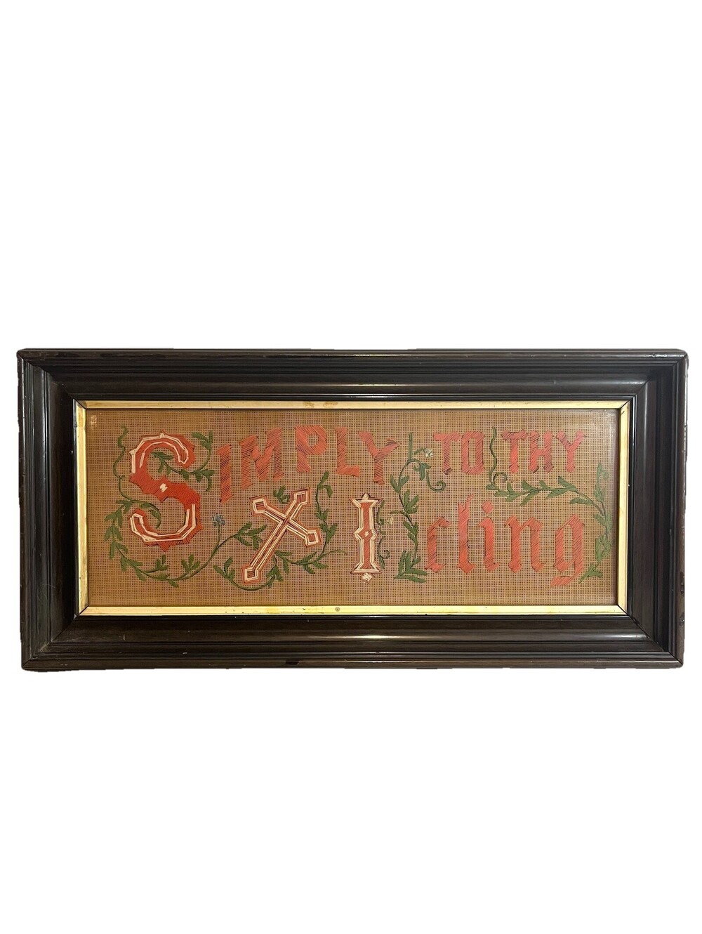 ATQ Victorian Paper Punch Sampler "Simply To Thy Cross I Cling" Needlepoint